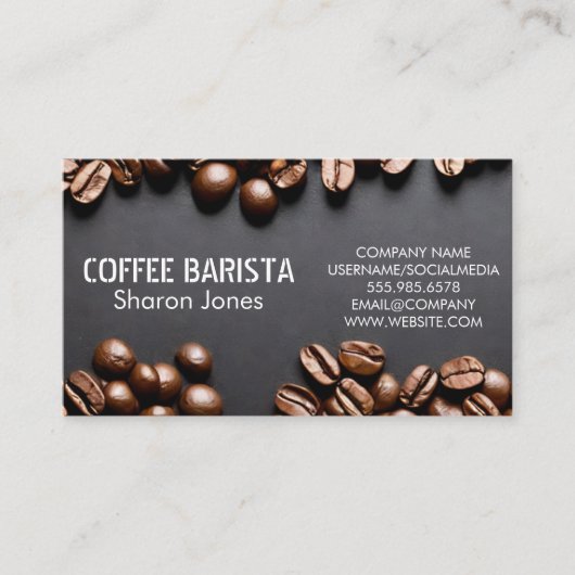 Achtergrond koffiebonen visitekaartje (Voorkant)