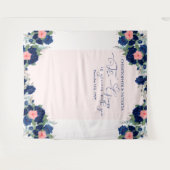 Achtergrond koninklijk Roos Blauw en koraal Floral Wandkleed (Voorkant (horizontaal))