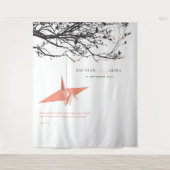 Achtergrond koraalpapieren kraan bruiloft wandkleed (Voorkant)