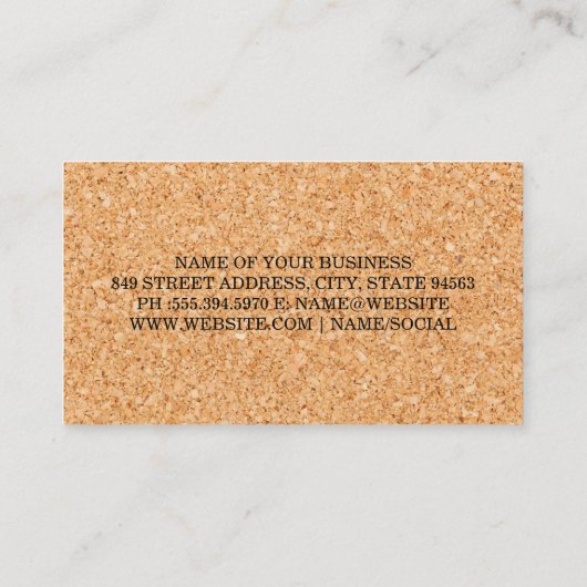 Achtergrond kurk | Wijnhoudende zeugen | Qr-code Visitekaartje (Achterkant)