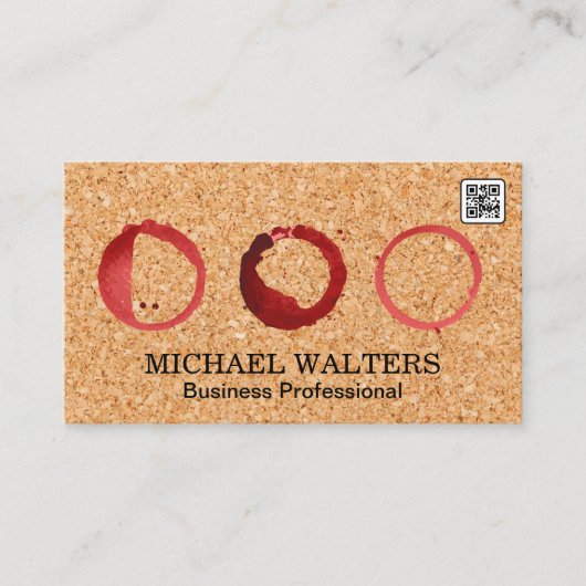 Achtergrond kurk | Wijnhoudende zeugen | Qr-code Visitekaartje (Voorkant)
