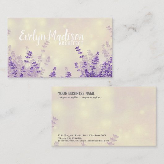 Achtergrond lavender Flowers Visitekaartje (Voorkant / Achterkant)