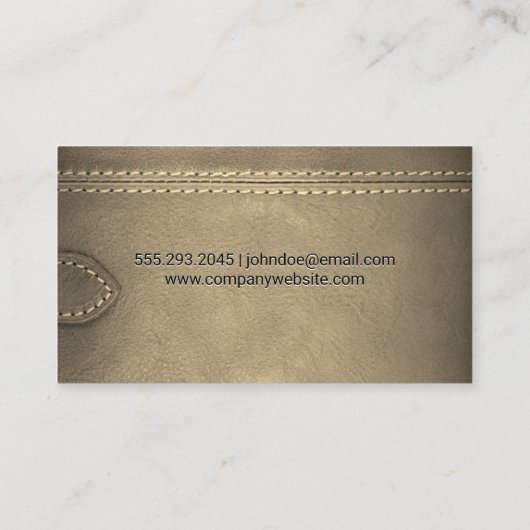 Achtergrond leder en riem visitekaartje (Achterkant)