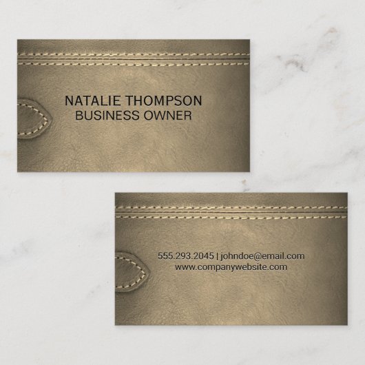 Achtergrond leder en riem visitekaartje (Voorkant / Achterkant)