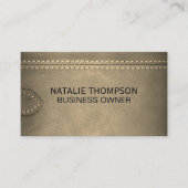 Achtergrond leder en riem visitekaartje (Voorkant)