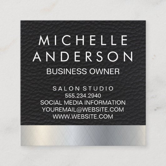 Achtergrond leder Metallic Klantenkaartje (Voorkant)