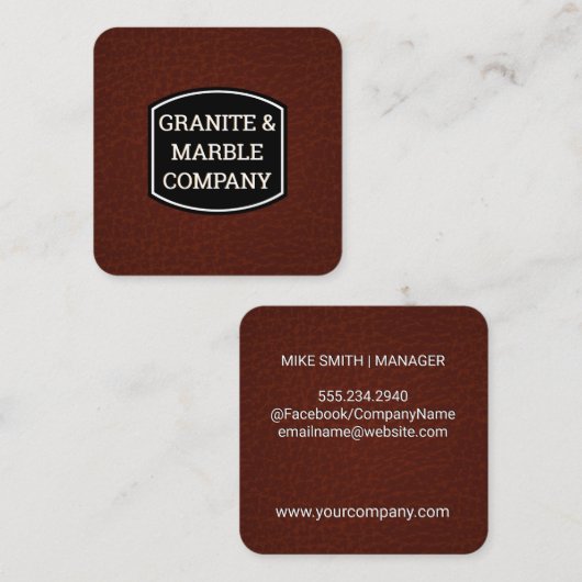 Achtergrond lederen textiel vierkante visitekaartje (Voorkant / Achterkant)