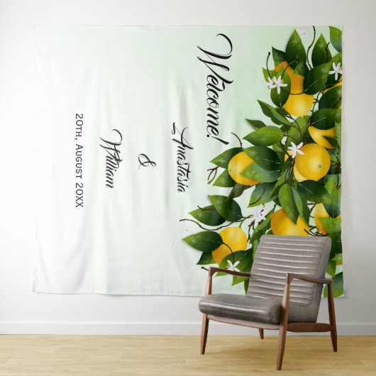 Achtergrond Lemon Fruit Wedding Wandkleed (In Situ (horizontaal))