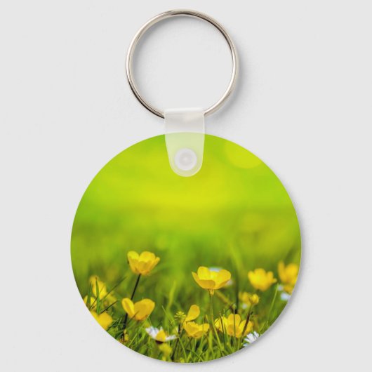 Achtergrond lentevloerbloemen sleutelhanger (Voorkant)