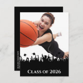 Achtergrond/Lettertypekleur afstuderen-uitnodiging Uitnodiging Briefkaart (Voorkant / Achterkant)