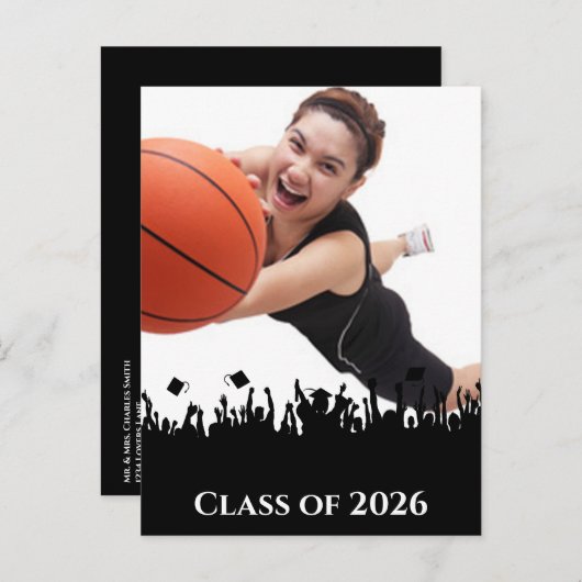 Achtergrond/Lettertypekleur afstuderen-uitnodiging Uitnodiging Briefkaart (Voorkant / Achterkant)