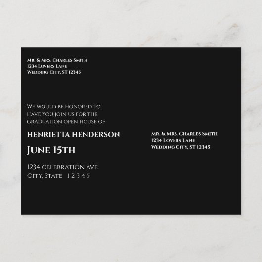 Achtergrond/Lettertypekleur afstuderen-uitnodiging Uitnodiging Briefkaart (Achterkant)