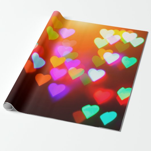 Achtergrond liefdesbokeh cadeaupapier (Uitgerold)