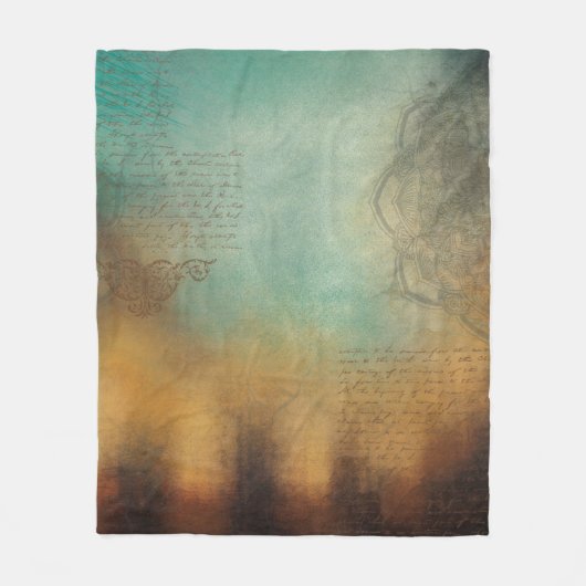 Achtergrond mandala text grunge fleece deken (Voorkant)