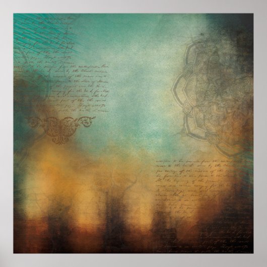 Achtergrond mandala text grunge poster (Voorkant)