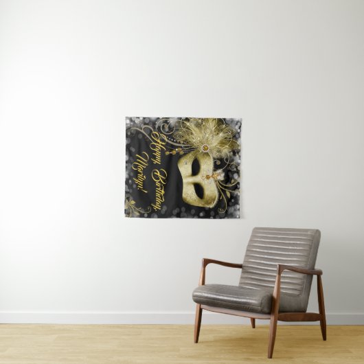 Achtergrond Masquerade Birthday Party Wandkleed (In Situ (horizontaal))