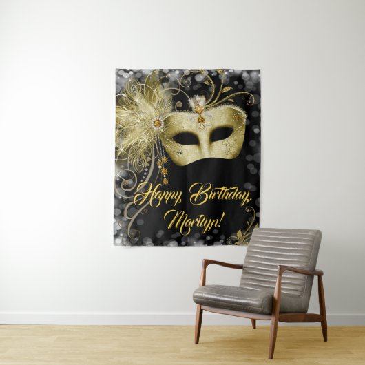 Achtergrond Masquerade Birthday Party Wandkleed (In situ)