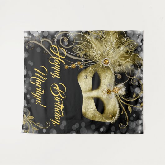 Achtergrond Masquerade Birthday Party Wandkleed (Voorkant (horizontaal))