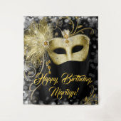 Achtergrond Masquerade Birthday Party Wandkleed (Voorkant)