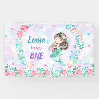 Achtergrond Mermaid Birthday Spandoek