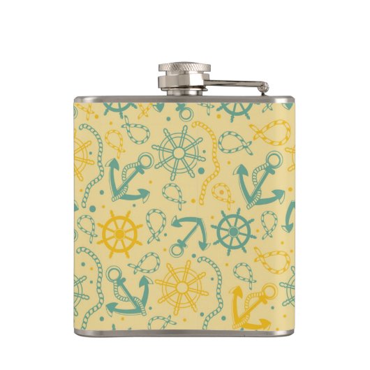 Achtergrond met anker, touwen heupfles (Achterkant)