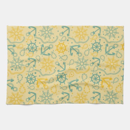 Achtergrond met anker, touwen theedoek (Horizontaal)