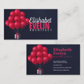 achtergrond met ballonnen en cadeau visitekaartje (Voorkant / Achterkant)