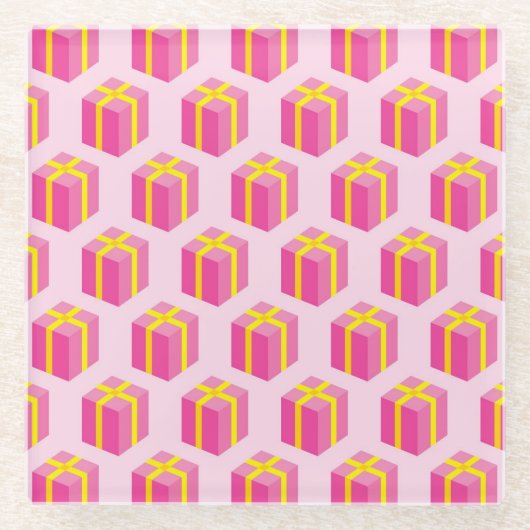 Achtergrond met cadeaus glazen onderzetter (Voorkant)