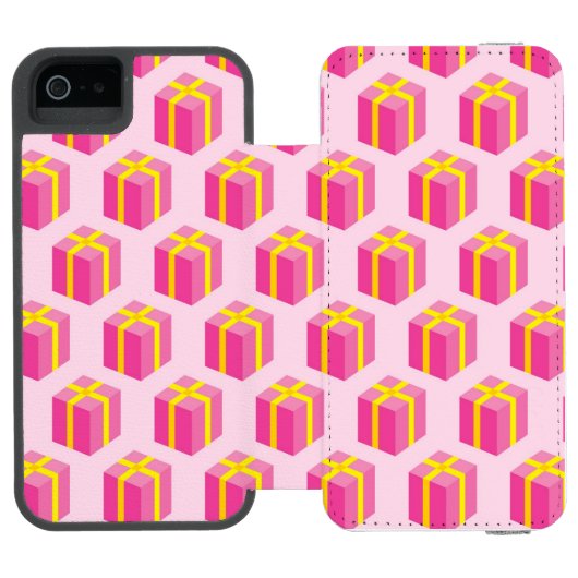 Achtergrond met cadeaus incipio iPhone portemonnee hoesje (Agenda Open)