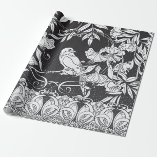 achtergrond met decoratieve bloemen en bir cadeaupapier