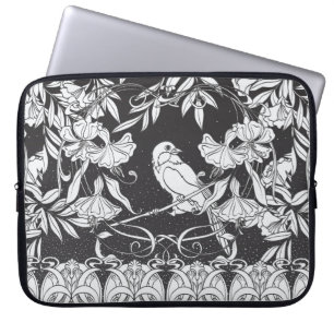  achtergrond met decoratieve bloemen en bir laptop sleeve