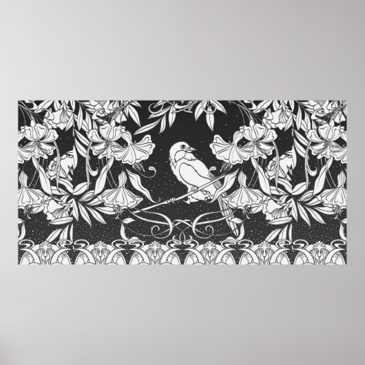  achtergrond met decoratieve bloemen en bir poster (Voorkant)