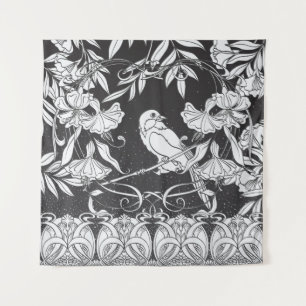 achtergrond met decoratieve bloemen en bir wandkleed