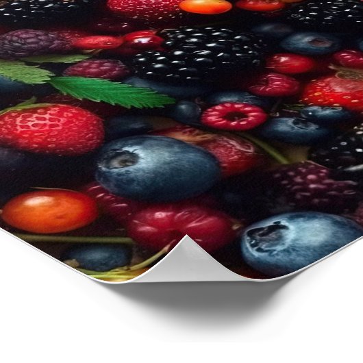 Achtergrond met diverse bosvruchten poster (Hoek)