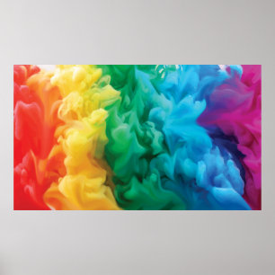 achtergrond met een rookwolk in de regenboog poster