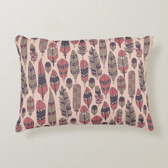  achtergrond met gekleurde abstracte veren accent kussen (Voorkant)