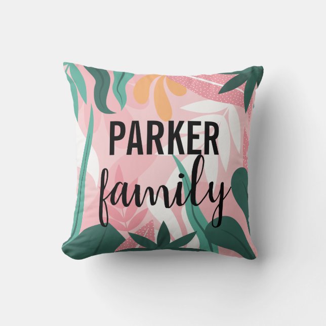 Achtergrond met handgetekende exotische bladeren kussen (Voorkant)