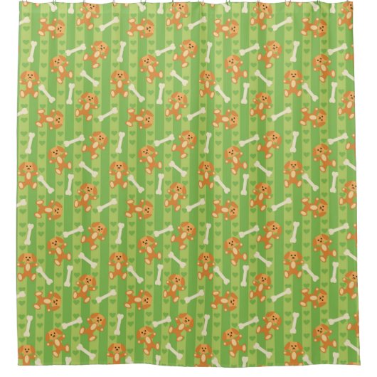 achtergrond met honden en botten douchegordijn (Voorkant)