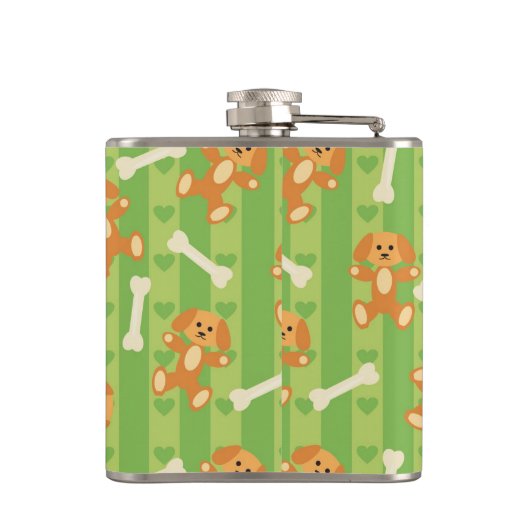 achtergrond met honden en botten heupfles (Achterkant)