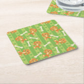 achtergrond met honden en botten kartonnen onderzetters (Schuin)