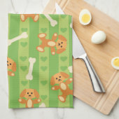 achtergrond met honden en botten theedoek (Quarter Fold)