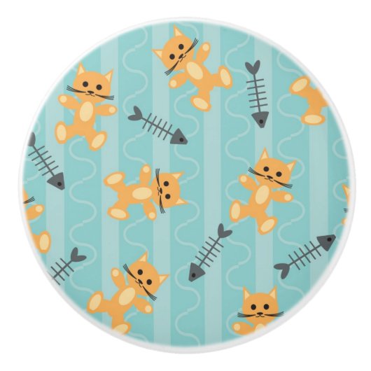 achtergrond met katten keramische knop (Voorkant)