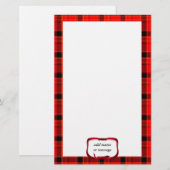 Achtergrond met Kerstmis van Tartan Red Pset Briefpapier (Voorkant / Achterkant)