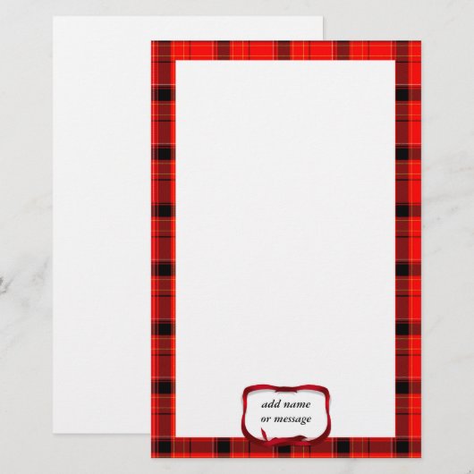 Achtergrond met Kerstmis van Tartan Red Pset Briefpapier (Voorkant / Achterkant)