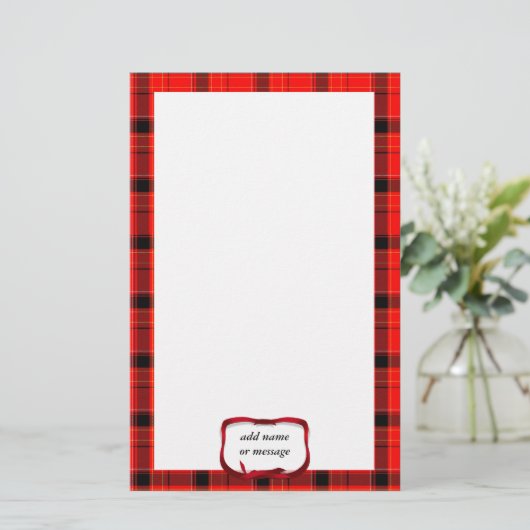Achtergrond met Kerstmis van Tartan Red Pset Briefpapier (Staand voorkant)