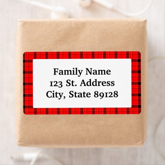 Achtergrond met Kerstmis van Tartan Red Pset Etiket (Insitu)