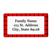 Achtergrond met Kerstmis van Tartan Red Pset Etiket (Voorkant)