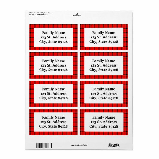 Achtergrond met Kerstmis van Tartan Red Pset Etiket (Full Sheet)