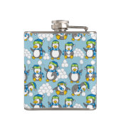 Achtergrond met kleine pinguïns heupfles (Achterkant)