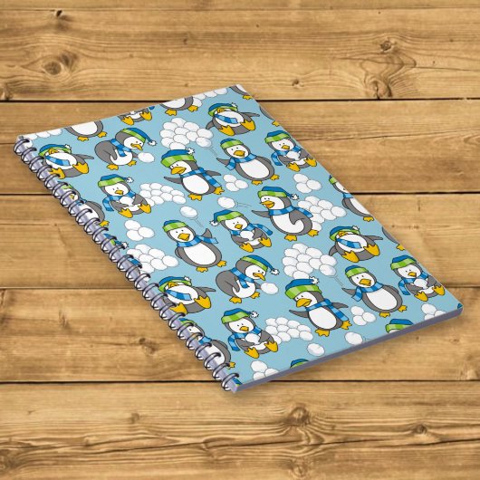 Achtergrond met kleine pinguïns notitieboek